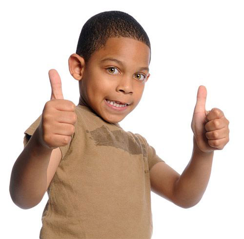 child giving a thumbs up