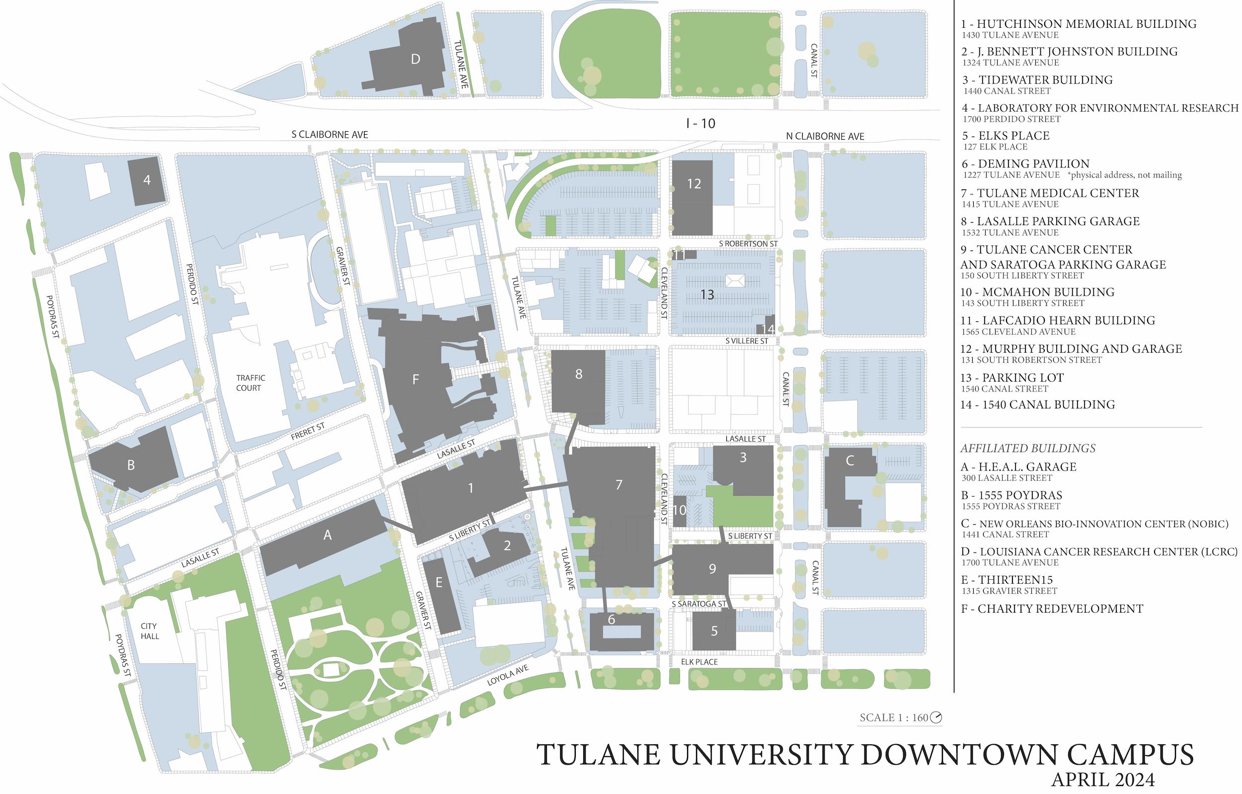 This is a map of Tulane's downtown campus