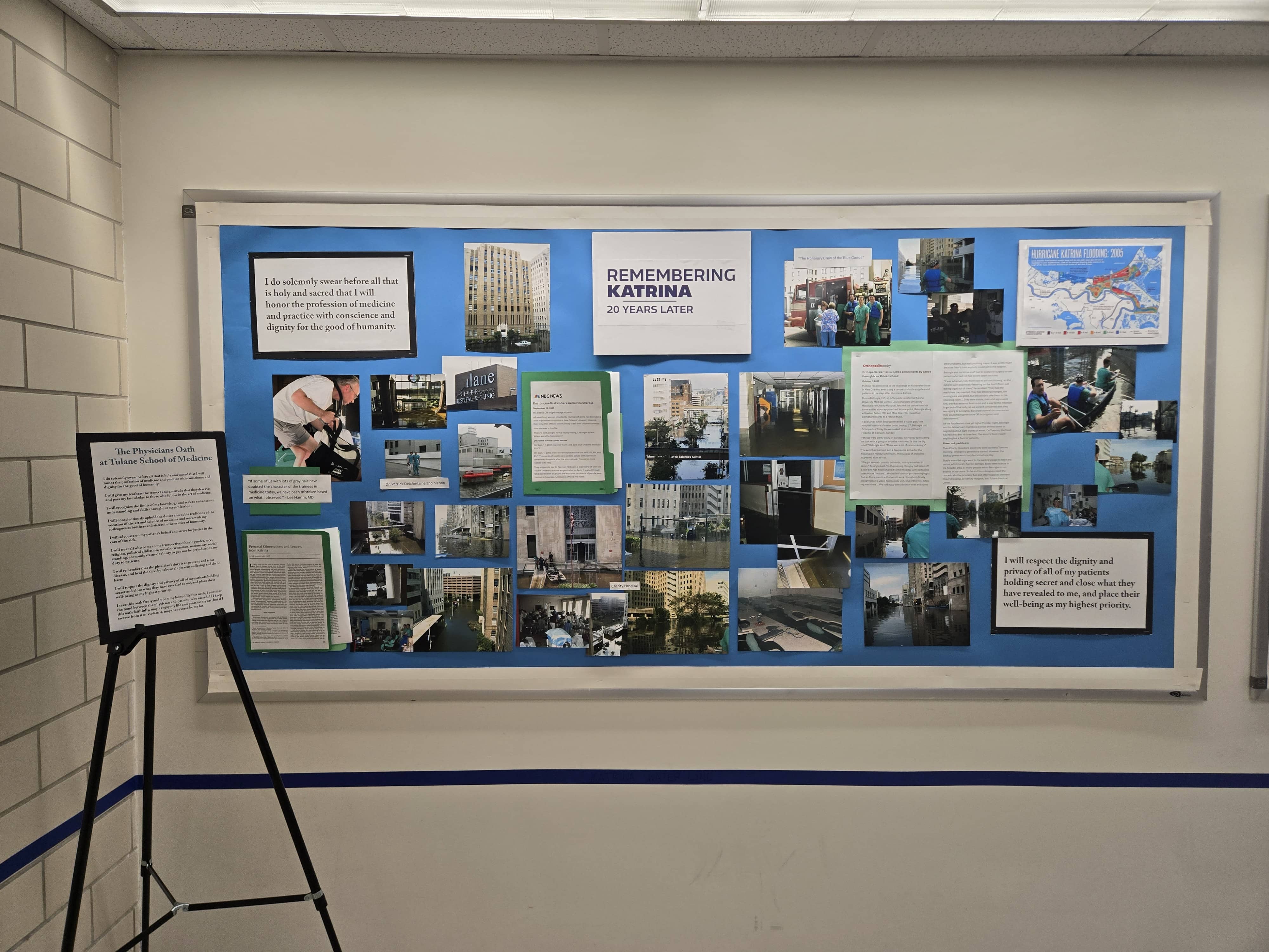 Tulane Medicine honors the 20th anniversary of Katrina with a memorial board display