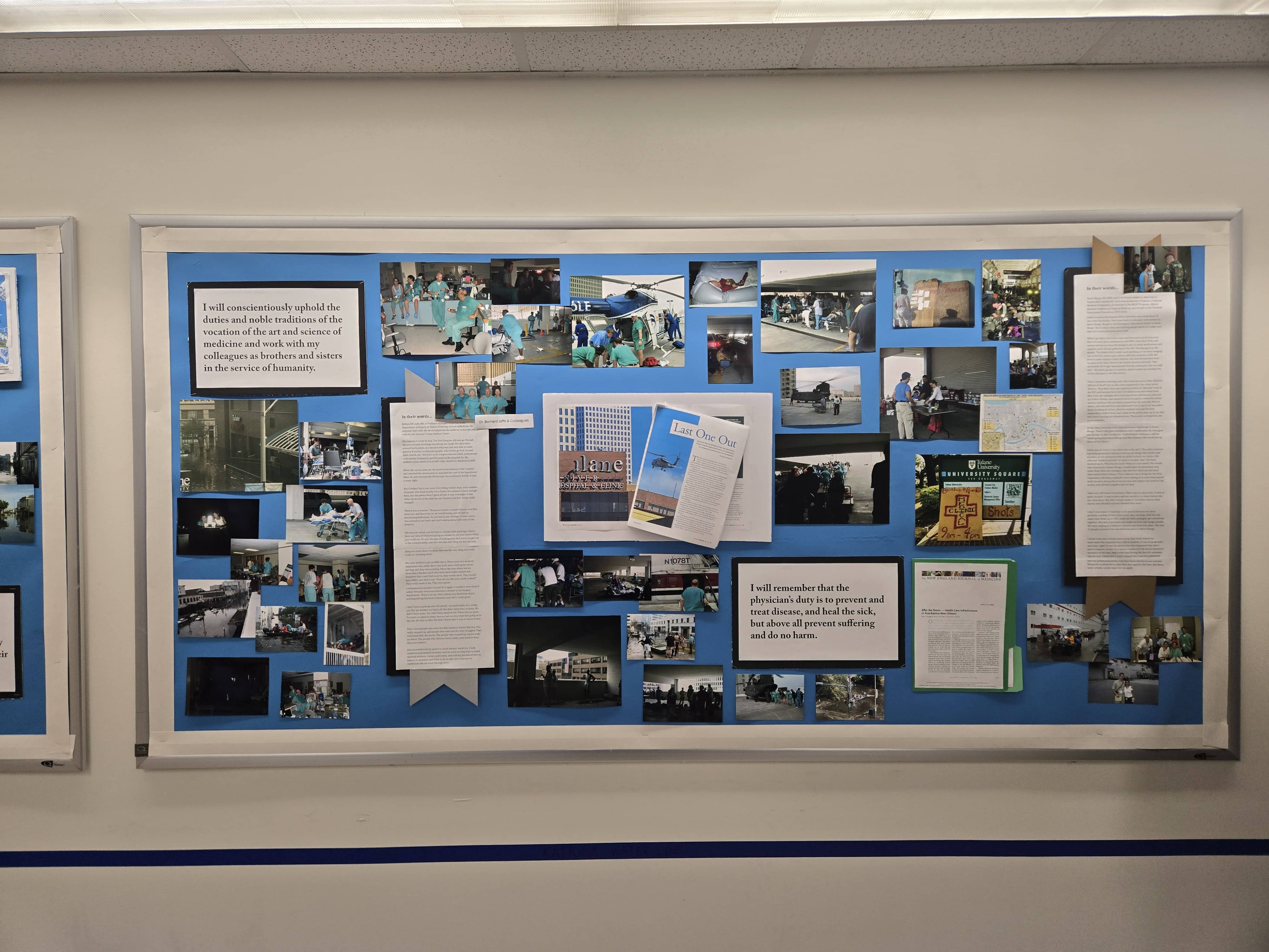 Tulane Medicine honors the 20th anniversary of Katrina with a memorial board display