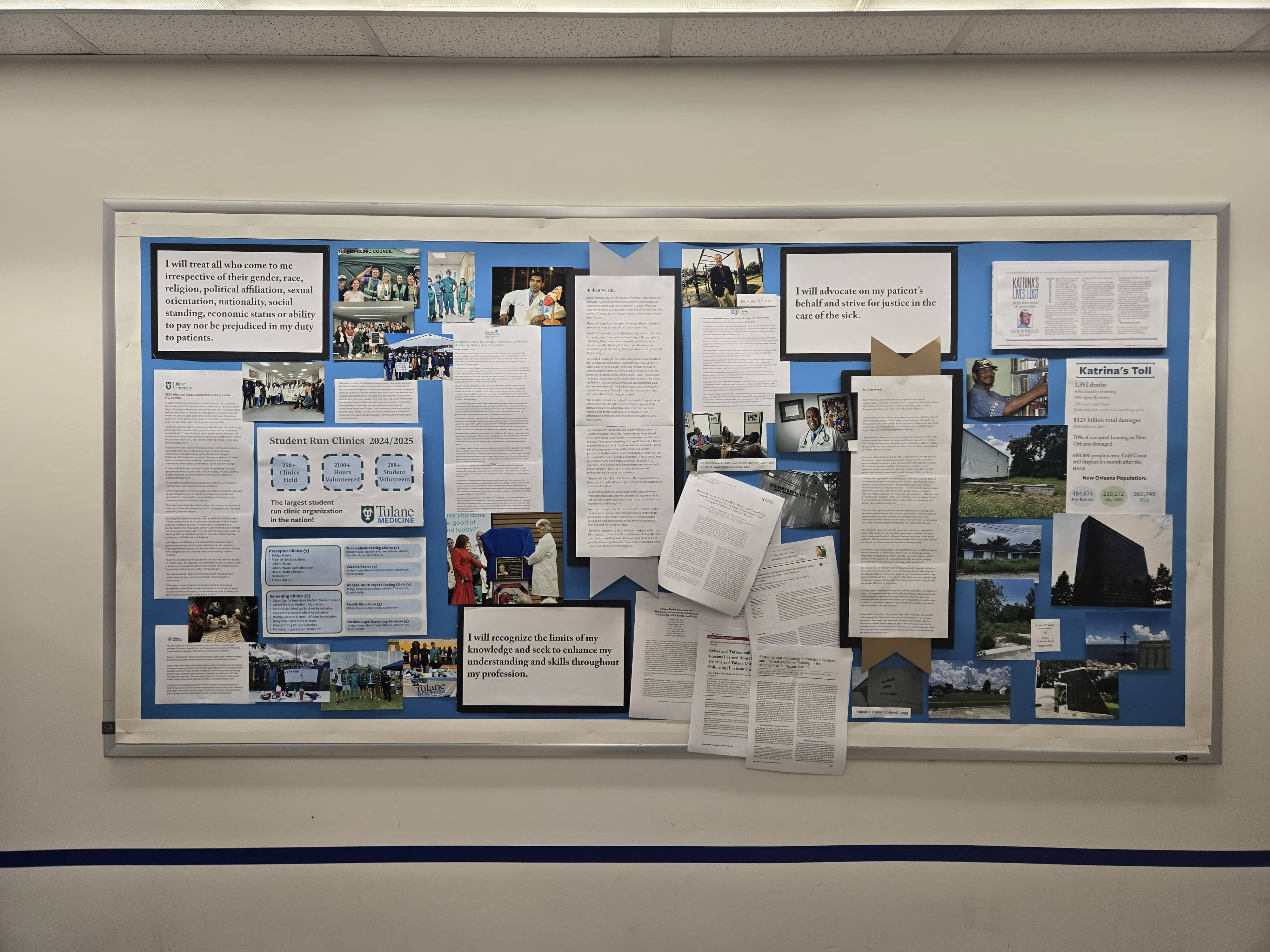 Tulane Medicine honors the 20th anniversary of Katrina with a memorial board display