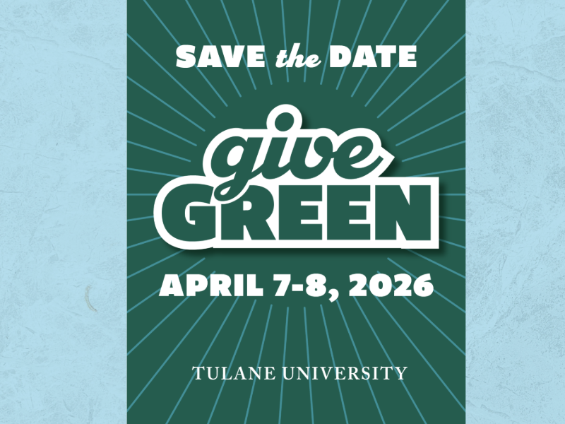 A graphic with a Save the Date for Give Green April 7-8 2026