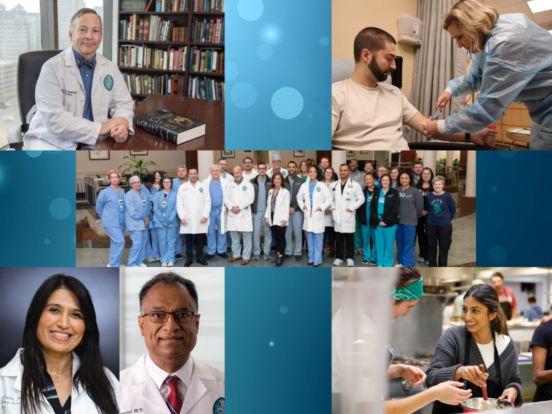 Collage of healthcare professionals, doctors, and patients in clinical settings