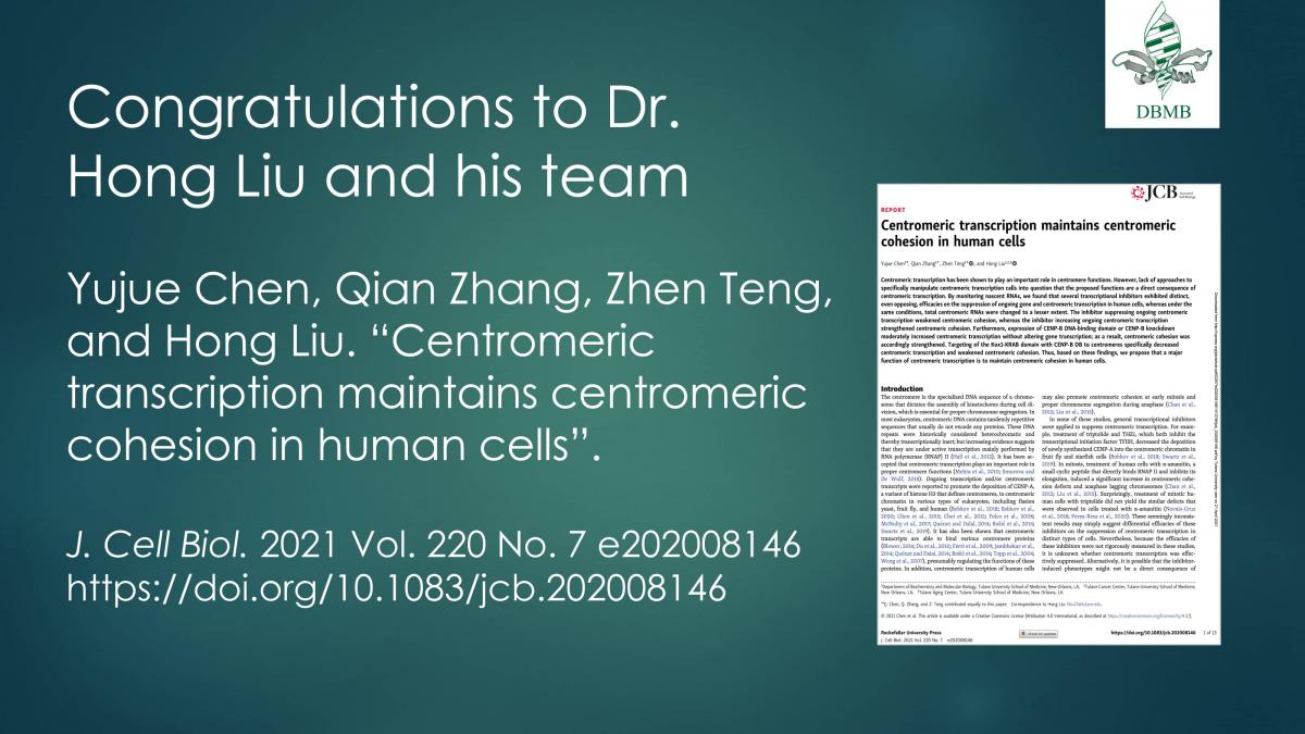 Congratulations to Dr. Hong Liu and his team