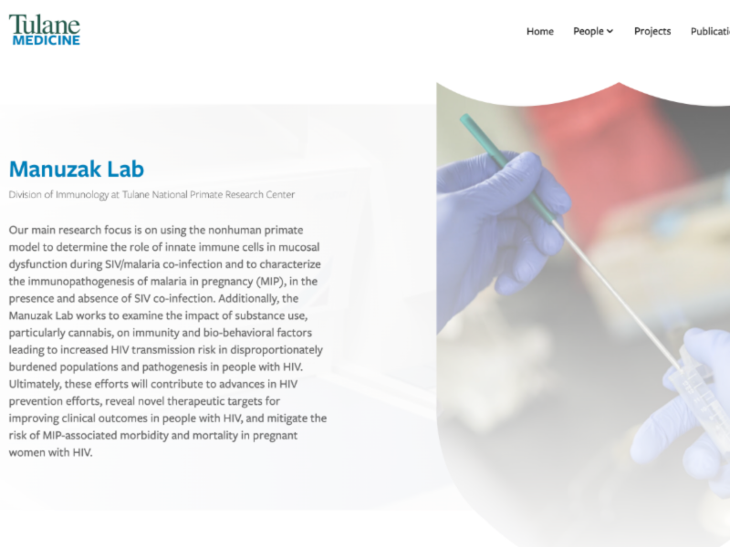 This image shows the front page of a lab website