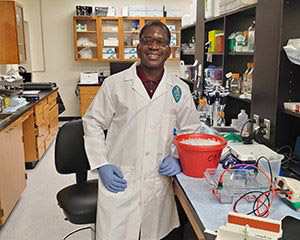 Benjamin Bhunu working in lab