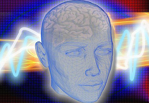 illustration of head with brain waves