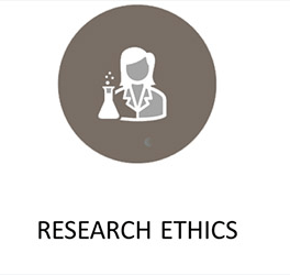 Research Ethics logo-illustration of a person in a lab
