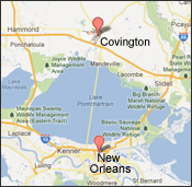 Map of New Orleans to Covington