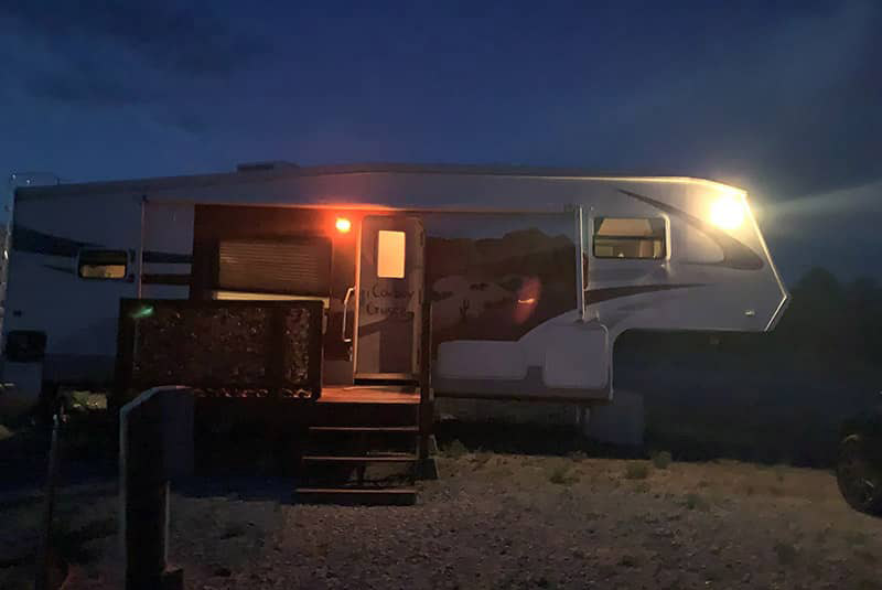 Picture of trailer taken at night at GPEC