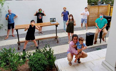 group of residents on the patio