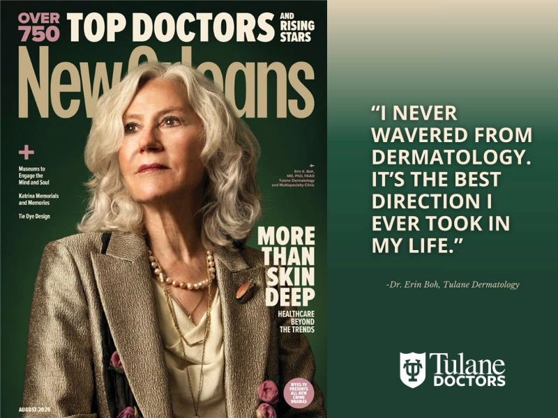 The cover of New Orleans Magazine featuring a photo of Dr. Erin Boh.
