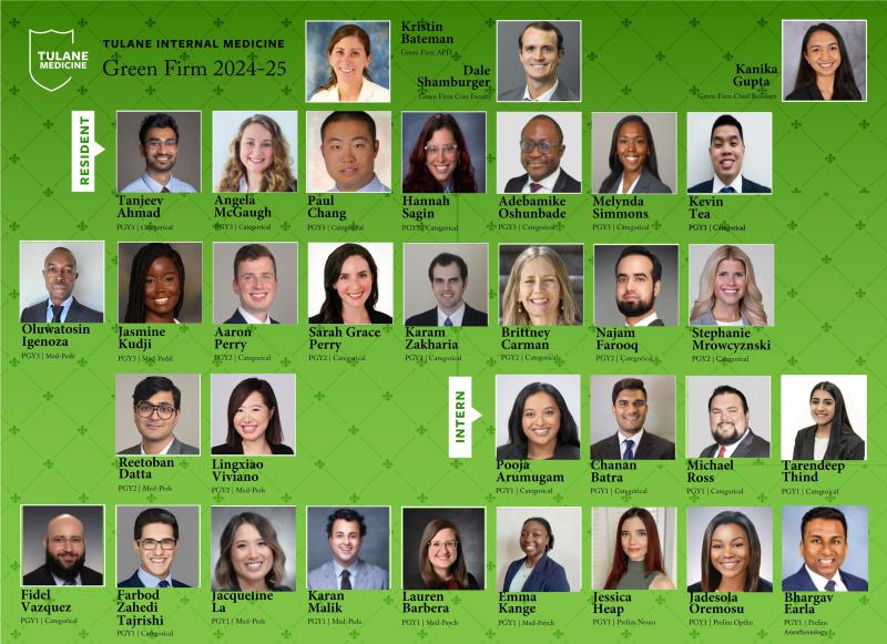 Names and photos of Tulane's IMRP's Green Firm members for AY 2024-2025.