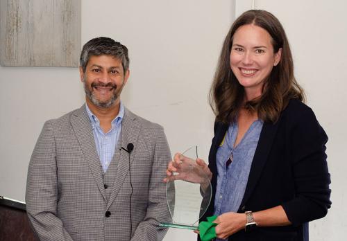 Dr. Jessica DeBord Receives Teaching Scholar Award from Dr. Chayan Chakraborti Dr. Jessica DeBord Receives Teaching Scholar Award from Dr. Chayan Chakraborti