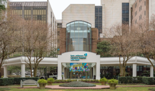 This is the exterior of East Jefferson General Hospital
