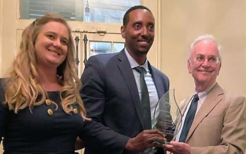 Baudy Teaching Scholars Award This is a picture of Dr. Adrian Baudy being presented an award from Dr. L. Lee Hamm.