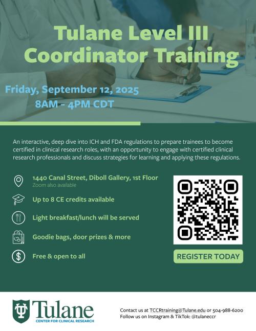 Annual Tulane Level III Training Annual Tulane Level III Training Flyer