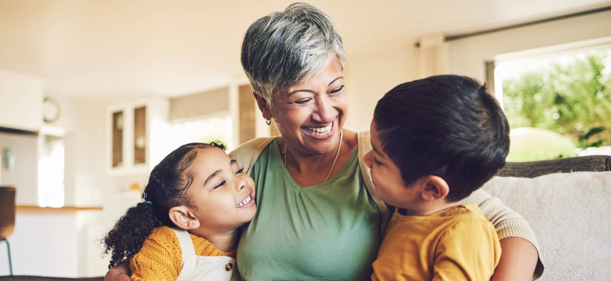 Grandmother and children stock banner