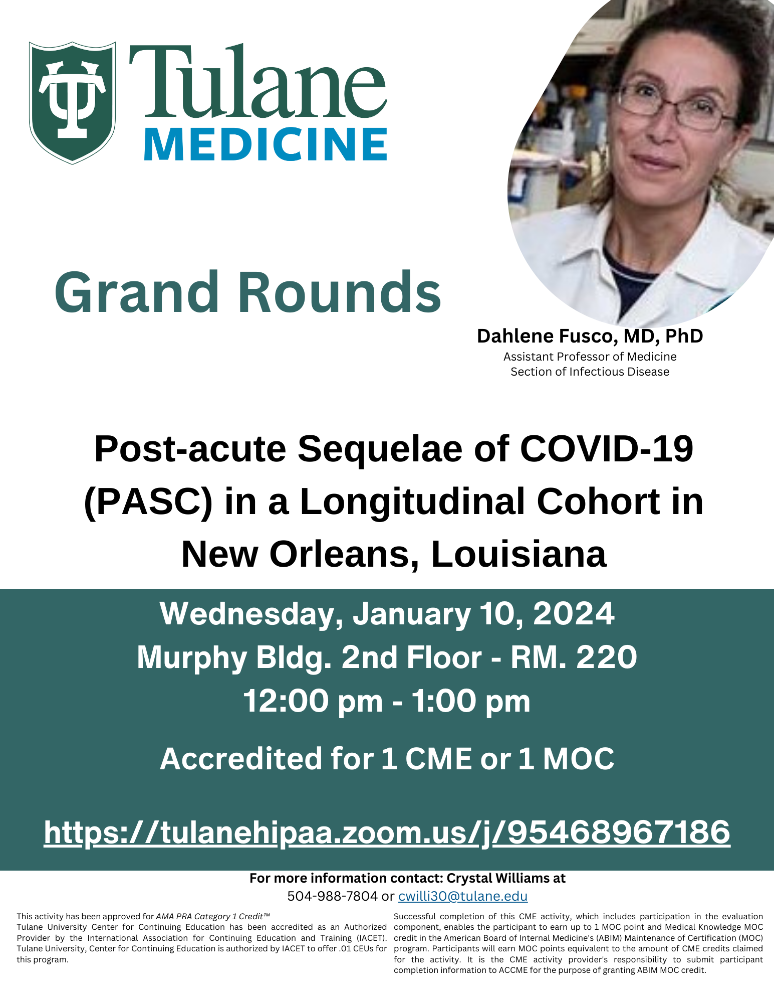 Dahlene Fusco, MD, PhD "Post-acute Sequelae of COVID-19 (PASC) In A Longitudinal Cohort in New Orleans