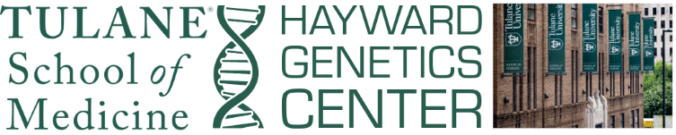 Hayward Genetics Center logo w photo