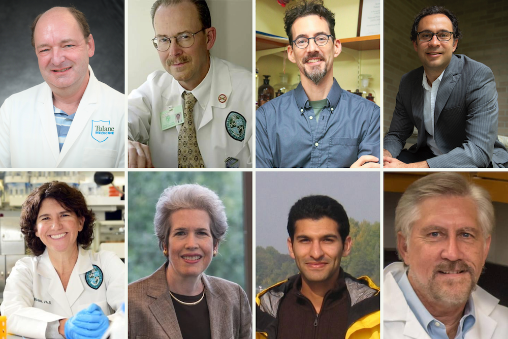 A collection of 8 photos of men and women