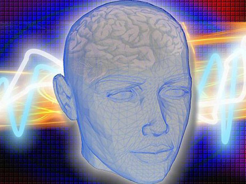 illustration of head with brain waves